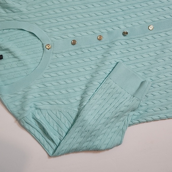 Talbots Blue Cable Knit Cardigan Sweater - Picture 3 of 7